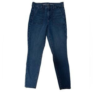 American Eagle women’s dark wash super hi-rise jegging size 4 Short